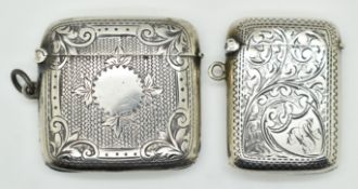 Two Edward VII hallmarked silver vesta cases, Birmingham 1903 and 1907, weight 54g