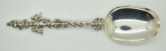 Victorian Scottish hallmarked silver apostle spoon, Edinburgh 1889, maker Marshall & Sons, length