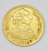 1787 Carol III gold ½ escudo, 1.7g