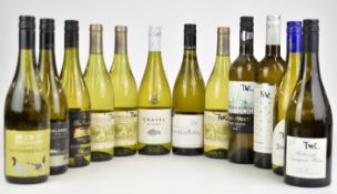 Twelve bottles of mainly New World white wine including Stellenbosch, Yealands, Marlborough,