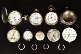A collection of hallmarked silver and other pocket and wristwatches and parts including Skarratt &