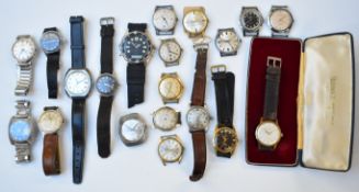 Twenty various gentleman's wristwatches including Gruen Precision automatic, Junghans, Oris, Smiths,
