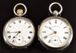 Two silver open faced pocket watches Jones & Co of Worcester Jones's Premier Lever and another