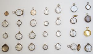 Twenty-eight silver and silver gilt, pocket and wristwatches and watch cases including full hunter