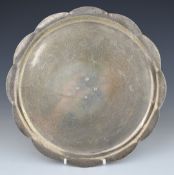 George Norman Turner Arts & Crafts style handmade feature hallmarked silver card tray with shaped