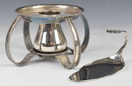 Dutch silver cake or similar serving slice, spirit kettle or similar stand marked 835 and a Dutch