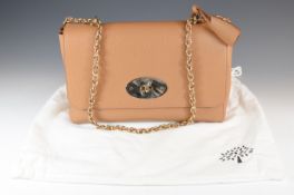 Mulberry Lily large handbag in caramel grained soft leather with gilt metal hardware, suede