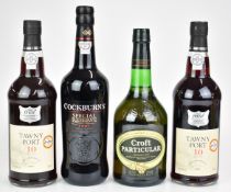 Three bottles of port comprising two Symington Family Estates 10 year old Tawny, Cockburn's