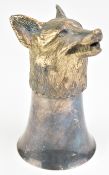 Irish hallmarked silver novelty stirrup cup formed as a fox's head, Dublin 1998, maker Alwright &