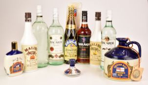 Two bottles of Pusser's Rum comprising 1L, 54.5% vol and 200ml, 47.75% vol together with a Brugal