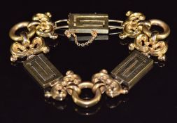 A 18ct gold bracelet with fancy and Greek key links, length 19cm, 19.7g