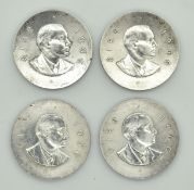 Four Easter Rising Eire 1966 ten shilling silver coins