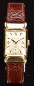 Bulova Art Deco gentleman's wristwatch with inset subsidiary seconds dial, gold hands, hour