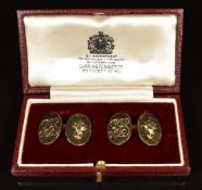 A pair of 9ct gold oval cufflinks, 9.5g, in Carrington & Co box