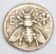 Roman silver coin, bee obverse antelope reverse, 24mm, 7.6g from Xanthi E Macedonia