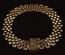A 9ct gold bracelet made up of rectangular links, 12.3g