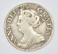 1711 Queen Anne sixpence, plain angles