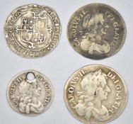 Charles II 1679 Maundy money fourpence, 1676 threepence, pierced 1679 twopence and third issue