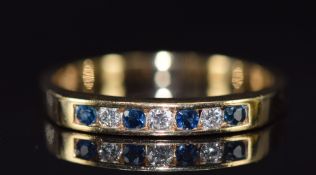 A 9ct gold ring set with sapphires and diamonds, 2.4g, size  N