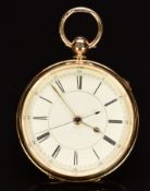 Edward Arnot of Aberdare for Jenkins & Co of Merthyr 18ct gold open faced pocket watch with blued