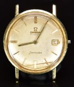 Omega Seamaster gentleman's automatic wristwatch with date aperture, gold hands and baton hour