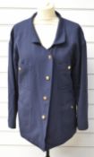 Vintage Chanel Boutique navy blazer with Chanel label, monogrammed lining, four pockets and Chanel