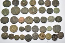 Forty Roman copper / bronze coins including Licinius, Hieron II, Syracuse and Gallienus