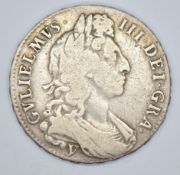1696 William III half crown, York Mint, GF