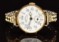 Eberhard & Co 14ct gold wristwatch with subsidiary seconds dial, blued skeleton hands, Arabic