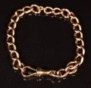 A 9ct rose gold bracelet made from a watch fob chain, length 19.5cm, 13.7g