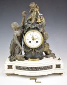 19th or early 20thC marble and gilt metal mantel clock, with white enamel painted dial, striking