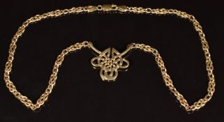 A 9ct gold Celtic cross necklace, length 42cm, 13.8g
