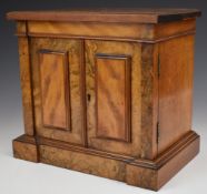 19th/20thC walnut breakfront collector's cabinet with three graduated drawers with campaign style