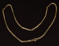 A 9ct gold necklace made up of flat and circular links, 7.4g