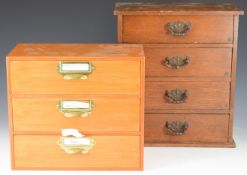19th/20thC oak miniature apprentice chest of four drawers and a modern chest of three drawers