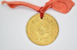 Turkish Rumi Tek Altin gold coin, circa 1808 (holed), 1.5g