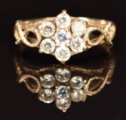 A 9ct gold ring set with cubic zirconia, 2.4g, size N