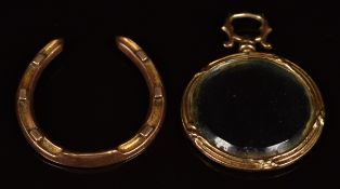 A 9ct gold c1900 locket and a 9ct gold horseshoe