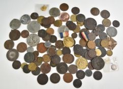 A collection of 18thC halfpenny Conder tokens etc, George III evasion halfpenny, miscellaneous