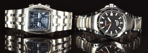 Two gentleman's wristwatches Seiko Sportura Kinetic Auto Relay ref. 5J22-0D30 with date aperture,