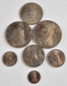 Queen Victoria specimen coin set comprising seven silver coins 1897 Jubilee crown down to