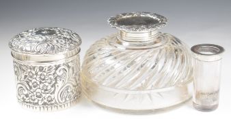 Victorian hallmarked silver string box, Birmingham 1892, maker Horton & Allday, height 7cm, weight