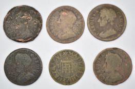 Five Charles II farthings to include a Langport token example of 1667 and a 1674 example
