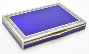 Russian or similar blue guilloché enamel and silver gilt snuff box, indistinct marks but maker's
