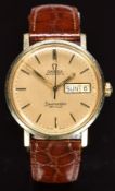 Omega Seamaster de Ville gold gentleman's automatic wristwatch with day and date aperture, two-