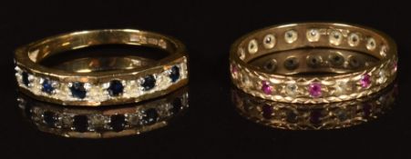Two 9ct gold rings, one set with sapphires, 2.8g
