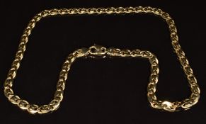 A 9ct gold necklace made up of mariner's links, length 47cm, 33g