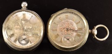 Two hallmarked silver open faced pocket watches D Mann of Eston and one other, each with