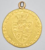1788 George III gold guinea, on small soldered ring mount, 8.3g
