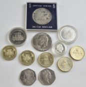 1924 US Liberty silver dollar together with a silver 30th Anniversary of the RAF £1 coin, 1978 USA